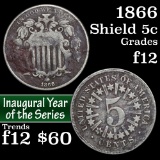 1866 Shield Nickel 5c Grades f, fine