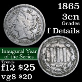 1865 Three Cent Copper Nickel 3cn Grades f details