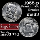 1955-p Bugs Bunny Franklin Half Dollar 50c Grades Select Unc