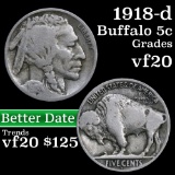1918-d Buffalo Nickel 5c Grades vf, very fine