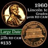 1960 Large Date Lincoln Cent 1c Grades Gem++ Proof Red Cameo