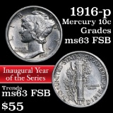 1916-p Mercury Dime 10c Grades Select Unc FSB