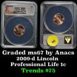ANACS 2009-d Professional Life Lincoln Cent 1c Graded GEM++ By ANACS