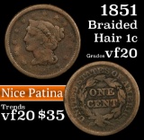 1851 Braided Hair Large Cent 1c Grades vf, very fine