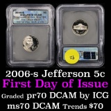 2006-s Jefferson Nickel 5c Graded GEM++ Proof Deep Cameo By ICG