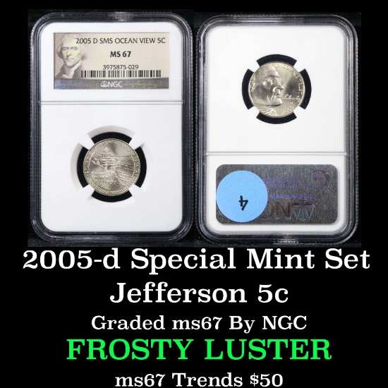 NGC 2005-d Special Mint Set Ocean View Jefferson Nickel 5c Graded GEM++ By NGC