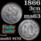 1866 Three Cent Copper Nickel 3cn Grades Select Unc
