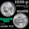1939-p Jefferson Nickel 5c Grades GEM+ Unc