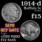 1914-d Buffalo Nickel 5c Grades f+