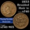 1853 Braided Hair Large Cent 1c Grades xf