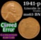 1941-p Clipped error Lincoln Cent 1c Grades Select Unc BN