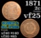 1871 Two Cent Piece 2c Grades vf+