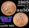 1865 Indian Cent 1c Grades AU, Almost Unc