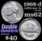 1968-d double clipped error Jefferson Nickel 5c Grades Select Unc