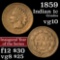 1859 Indian Cent 1c Grades vg+