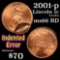 2001-p indented error Lincoln Cent 1c Grades GEM+ Unc RD