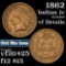 1862 Indian Cent 1c Grades vf details