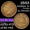 1863 Indian Cent 1c Grades AU Details
