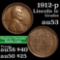 1912-p Lincoln Cent 1c Grades Select AU
