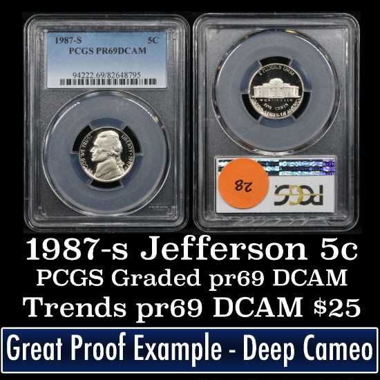 PCGS 1987-s Jefferson Nickel 5c Graded pr69 DCAM by PCGS