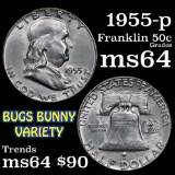 1955-p Bugs Bunny Franklin Half Dollar 50c Grades Choice Unc