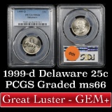 PCGS 1999-d Delaware Washington Quarter 25c Graded ms66 by PCGS