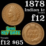 1878 Indian Cent 1c Grades f, fine