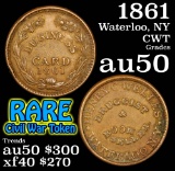 1861 Waterloo, NY Civil War Token 1c Grades AU, Almost Unc (fc)