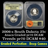 ANACS 2006-s South Dakota Washington Quarter 25c Graded pr70 DCAM by ANACS