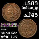 1883 Indian Cent 1c Grades xf+