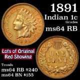 1891 Indian Cent 1c Grades Choice Unc RB (fc)