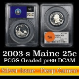 PCGS 2003-s Silver Maine Washington Quarter 25c Graded pr69 DCAM by PCGS