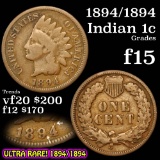1894/1894 Indian Cent 1c Grades f+