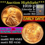 ***Auction Highlight*** 1919-p Lincoln Cent 1c Graded GEM+ Unc RD by USCG (fc)