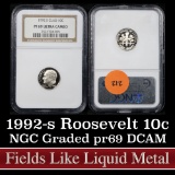 NGC 1992-s Roosevelt Dime 10c Graded pr69 DCAM by NGC