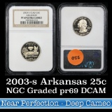 NGC 2003-s Arkansas Washington Quarter 25c Graded pr69 DCAM by NGC