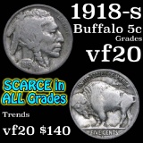 1918-s Buffalo Nickel 5c Grades vf, very fine