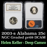 NGC 2003-s Alabama Washington Quarter 25c Graded pr69 DCAM by NGC