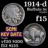1914-d Buffalo Nickel 5c Grades f+