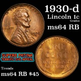 1930-d Lincoln Cent 1c Grades Choice Unc RB