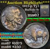 ***Auction Highlight*** 1913-p TY I Buffalo Nickel 5c Graded GEM++ Unc by USCG (fc)