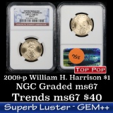 NGC 2009-p SMS William H. Harrison TOP POP Presidential Dollar $1 Graded ms67 by NGC