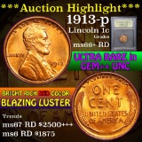 ***Auction Highlight*** 1913-p Lincoln Cent 1c Graded GEM++ RD by USCG (fc)
