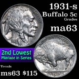 1931-s Buffalo Nickel 5c Grades Select Unc