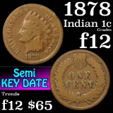 1878 Indian Cent 1c Grades f, fine