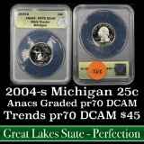 ANACS 2004-s Michigan Washington Quarter 25c Graded pr70 DCAM by ANACS