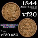 1844 Braided Hair Large Cent 1c Grades vf, very fine