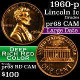 1960 Lg Date Lincoln Cent 1c Grades Gem++ Proof Red Cameo