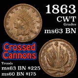 1863 Crossed Cannons Civil War Token 1c Grades Select Unc BN (fc)