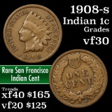 1908-s Indian Cent 1c Grades vf++